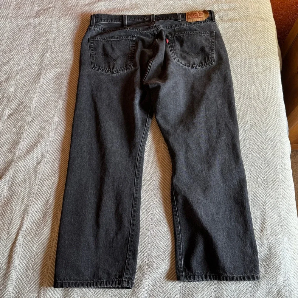 Levis 501 Jeans‎ Mens 42x30 (39x28) Black Button Fly Straight Leg Denim